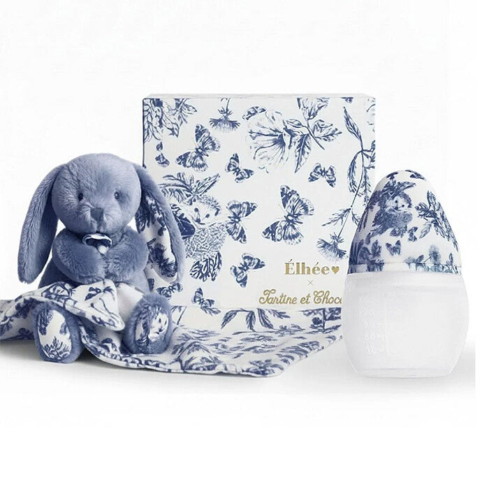 Coffret biberon BibRond 150 ml et doudou Elhée – Toile de Jouy