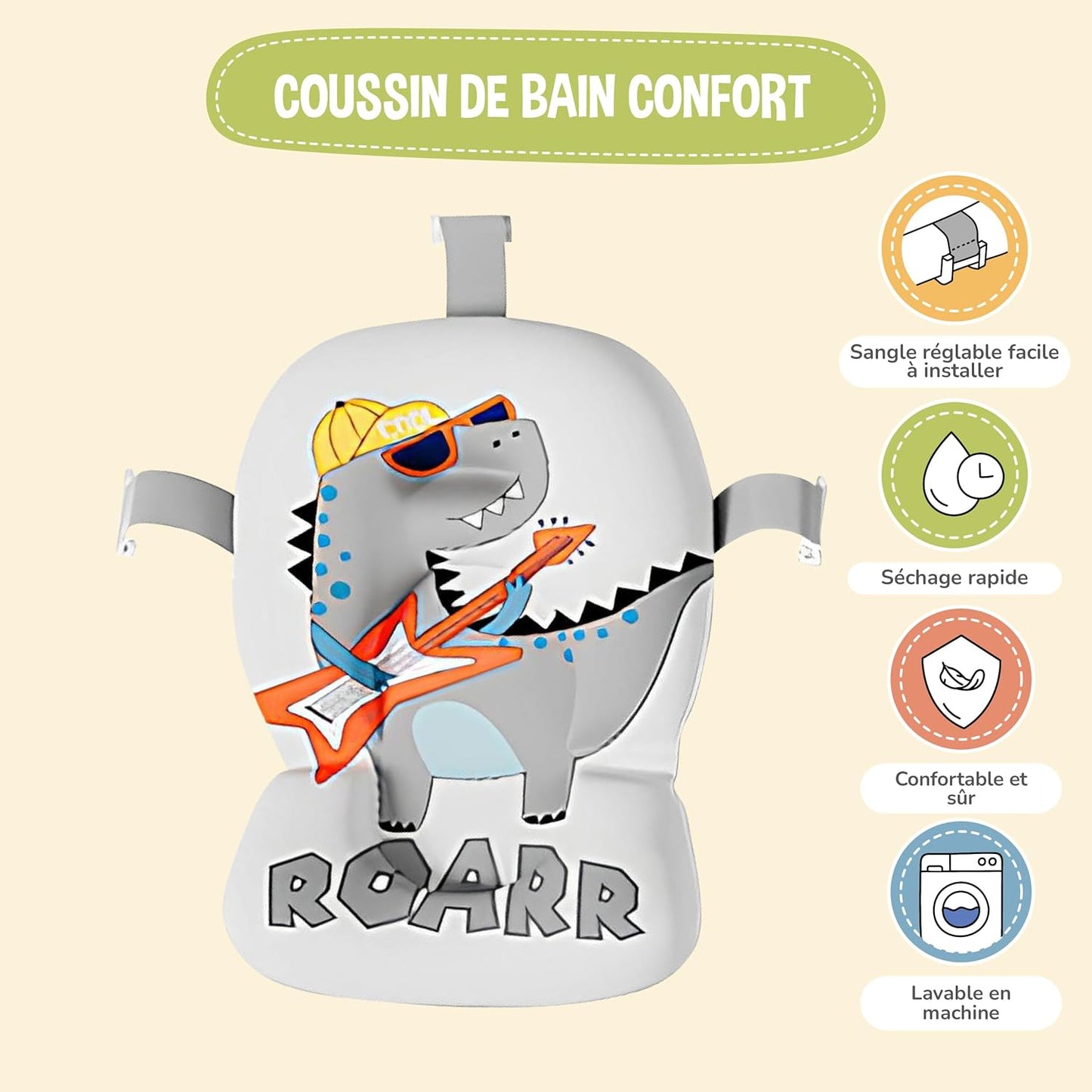baignoire bébé pliable avec coussin & thermomètre