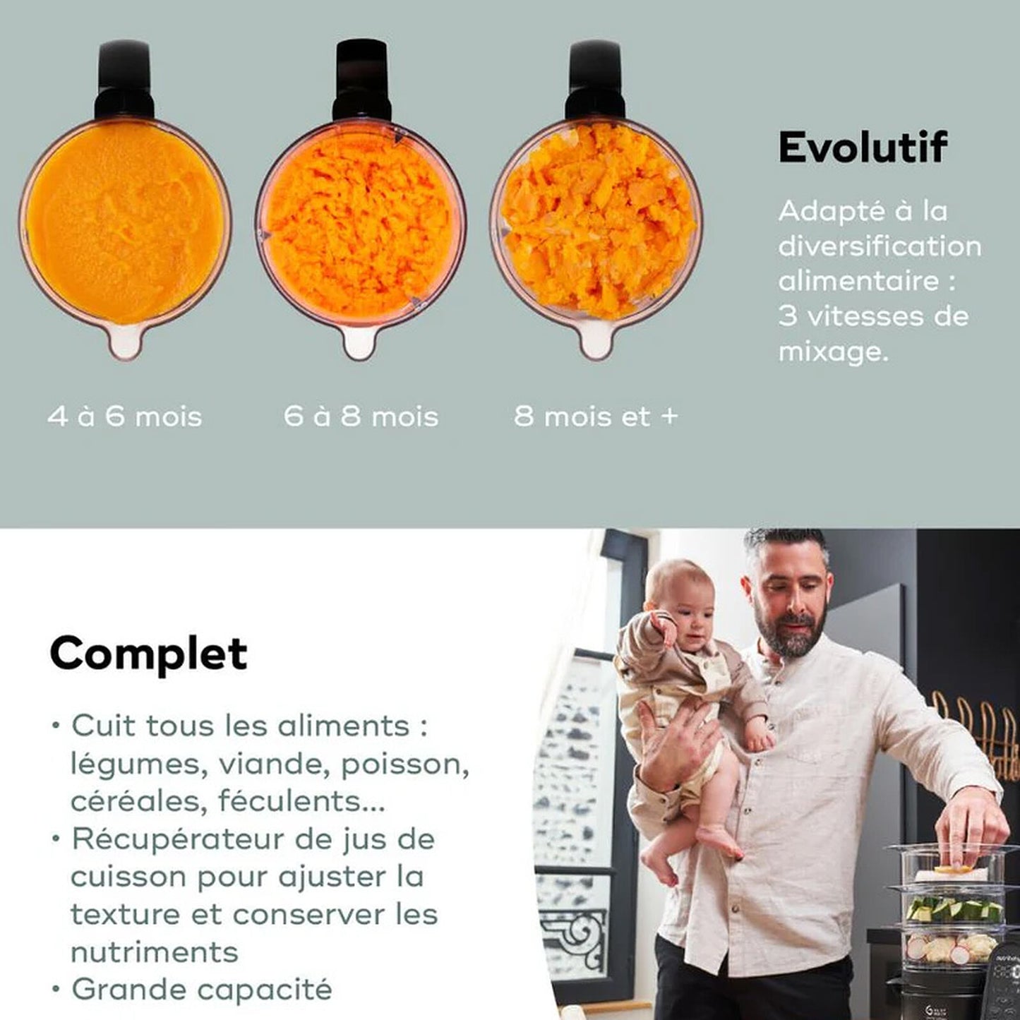 Robot multifonction Babymoov Nutribaby XL pour la préparation des repas bébé