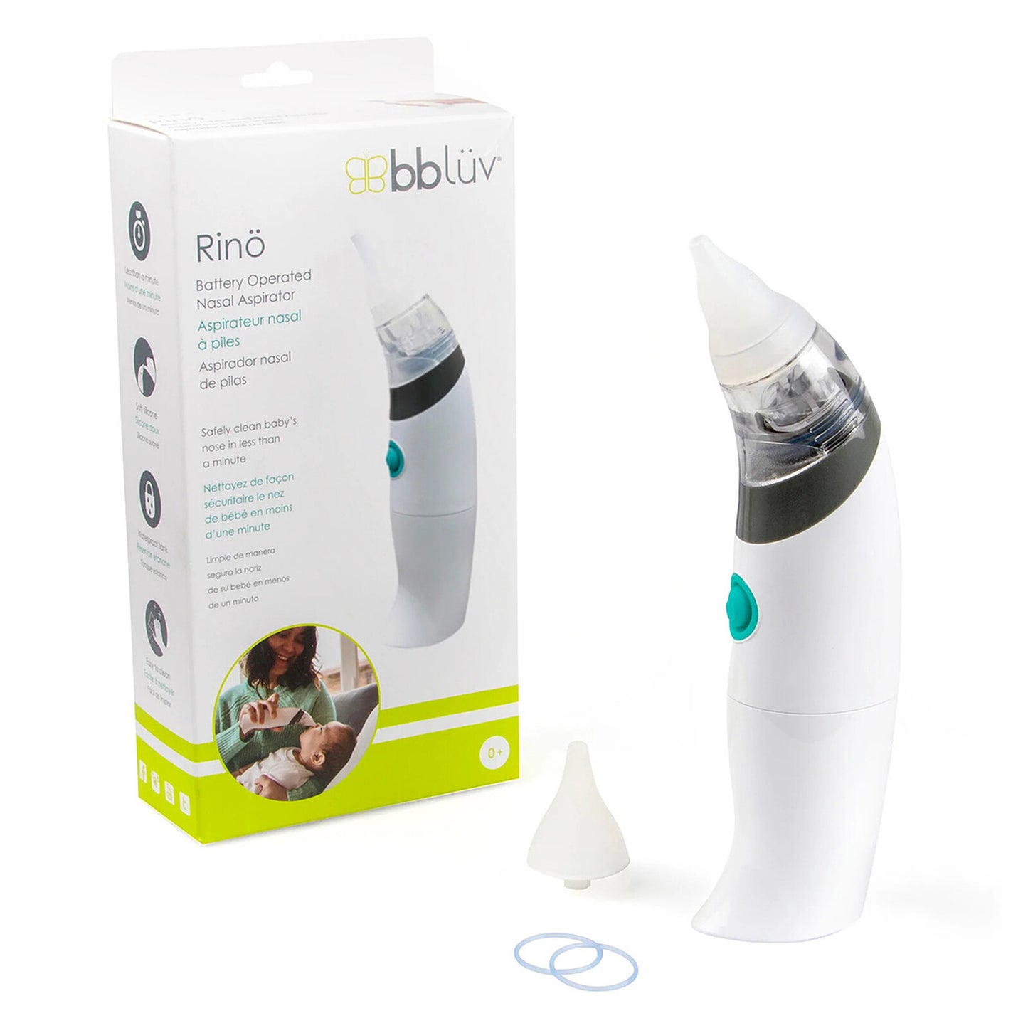Boîte de l’aspirateur nasal Bblüv Rinö – inclus embouts et accessoires pour bébé