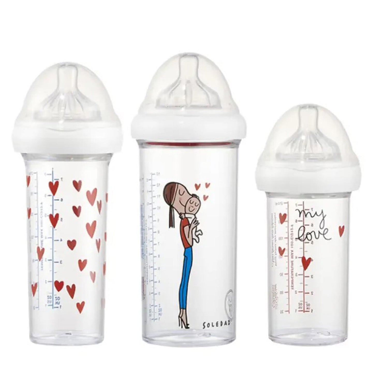 Lot de 3 biberons Le Biberon Français My Love 210 et 360 ml vue de face