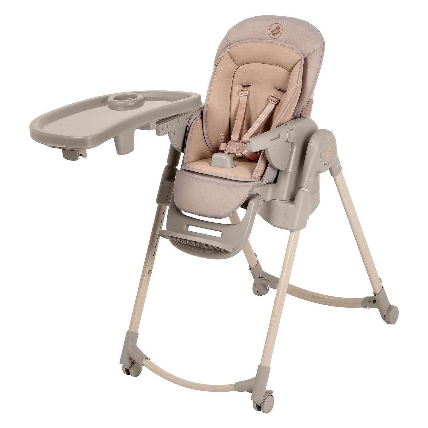 Chaise haute Evolu 2 Childhome vue de profil avec repose-pieds ajustable