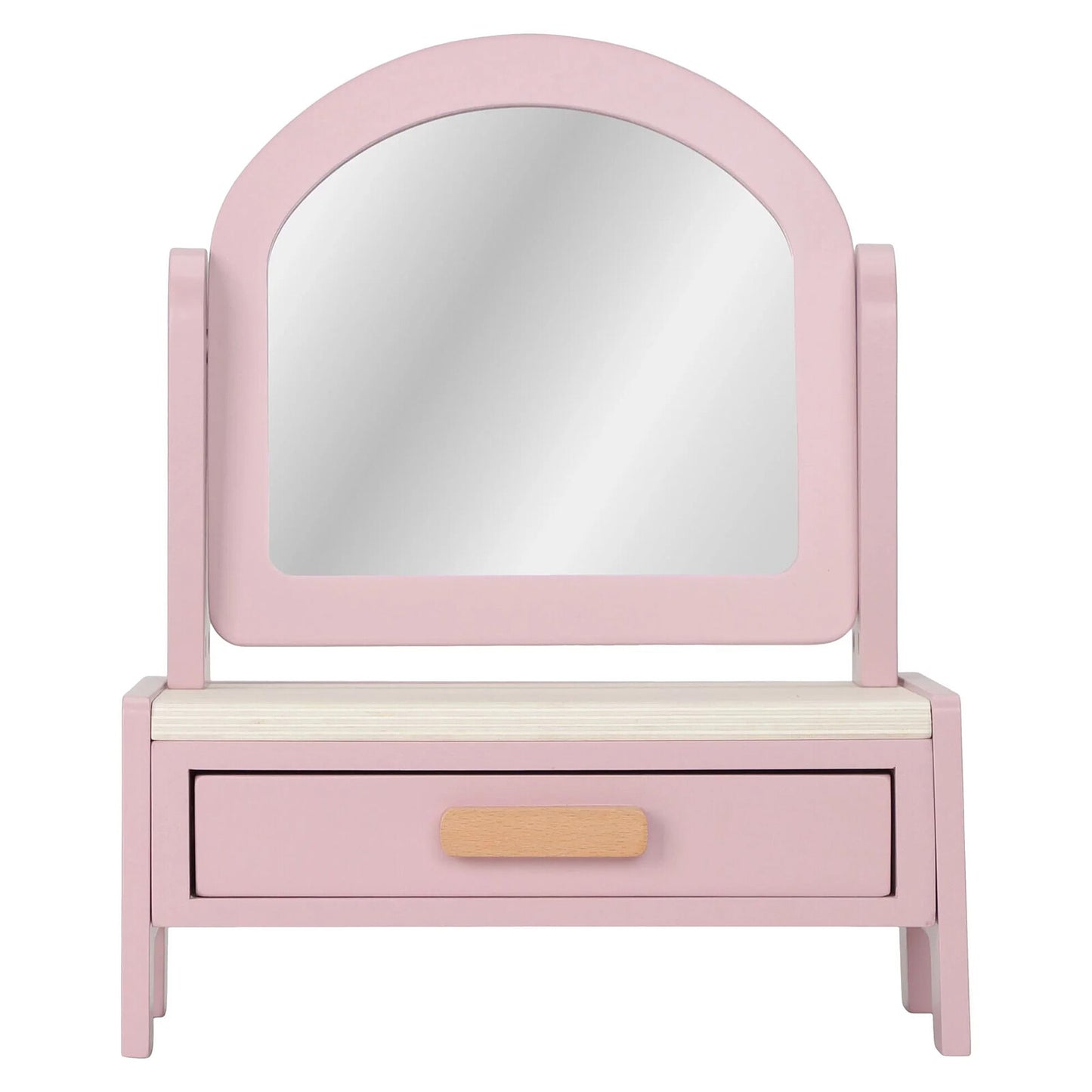 Tiroir et miroir de la coiffeuse en bois rose