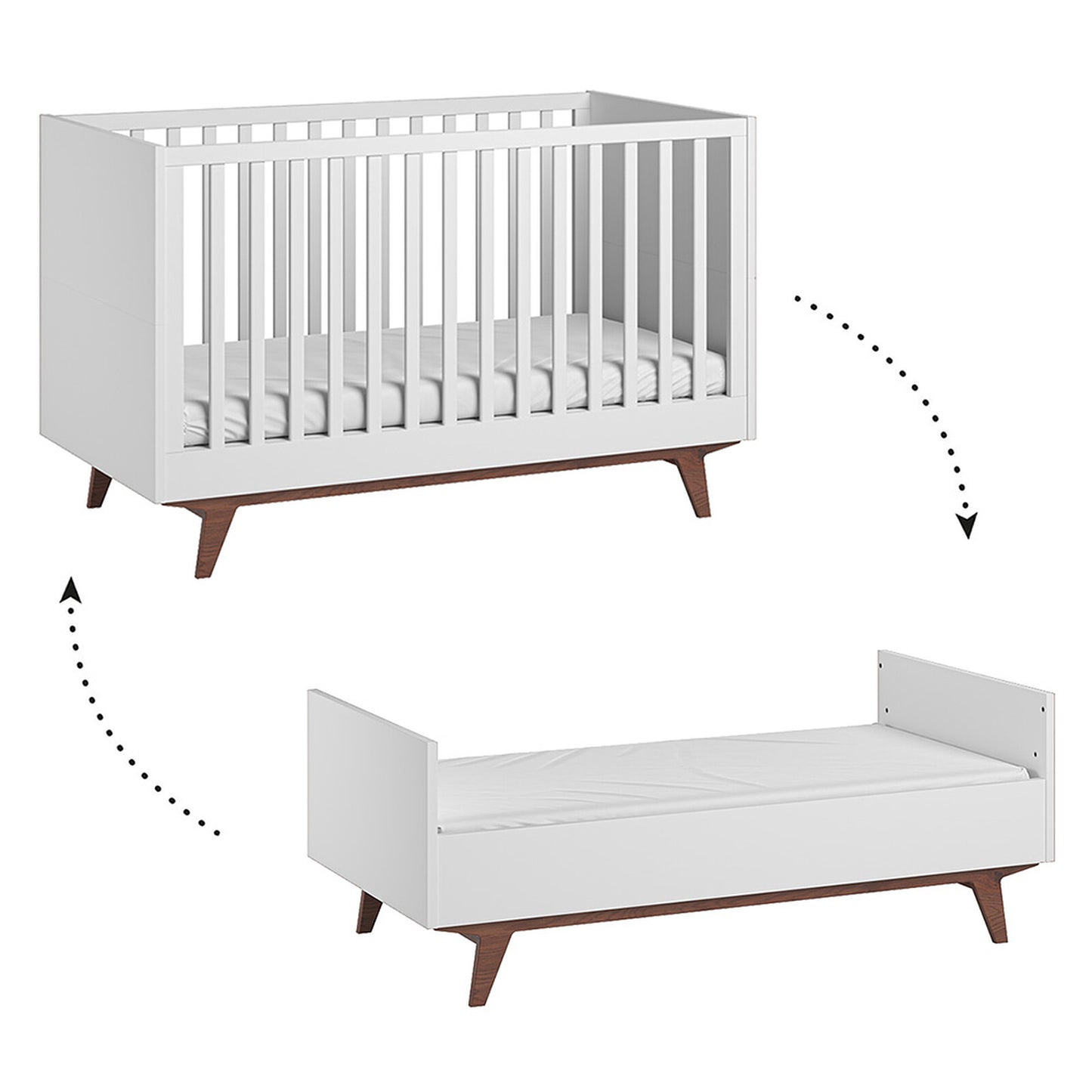Lit Vox Mid II Noyer évolutif 70x140 cm transformable en lit junior