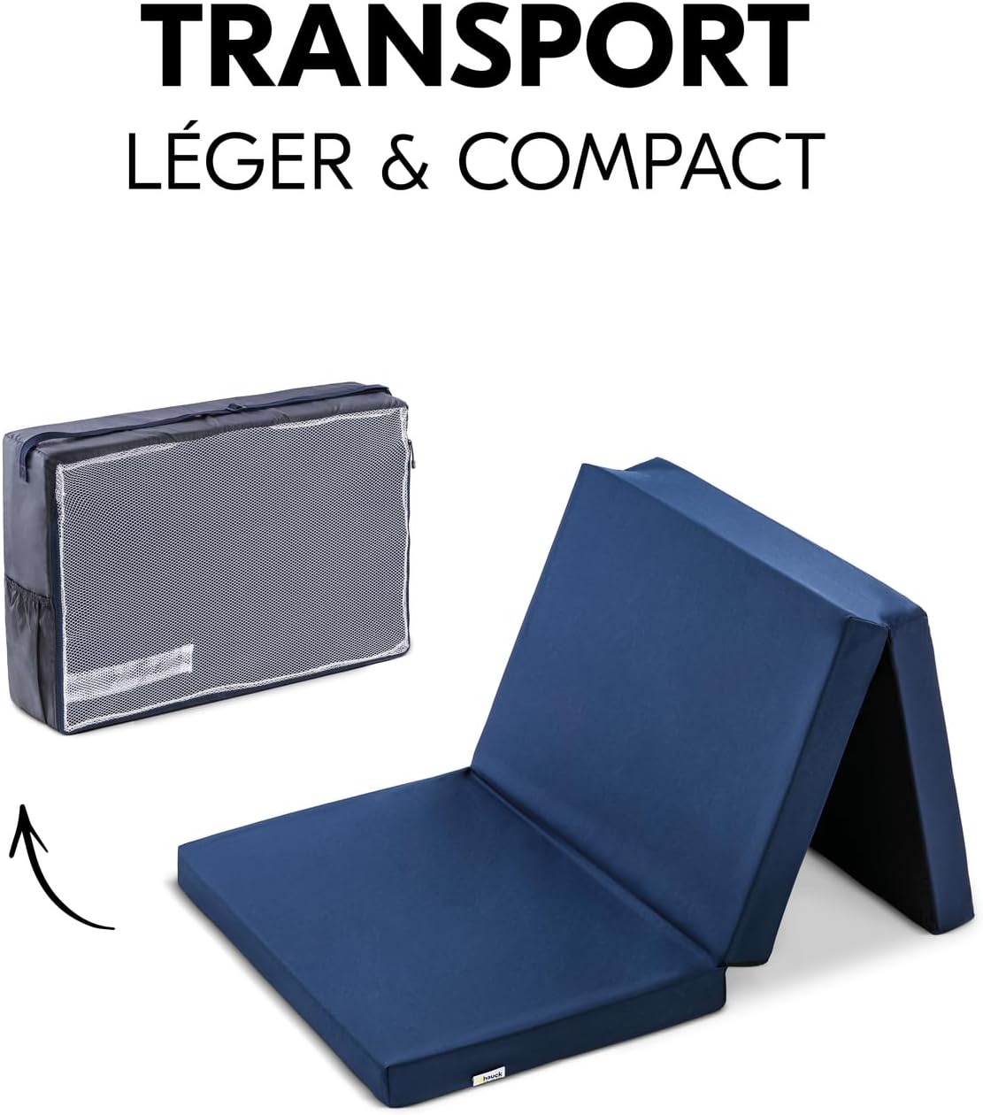Matelas pliant bleu pour lit parapluie, léger et compact, avec housse de transport