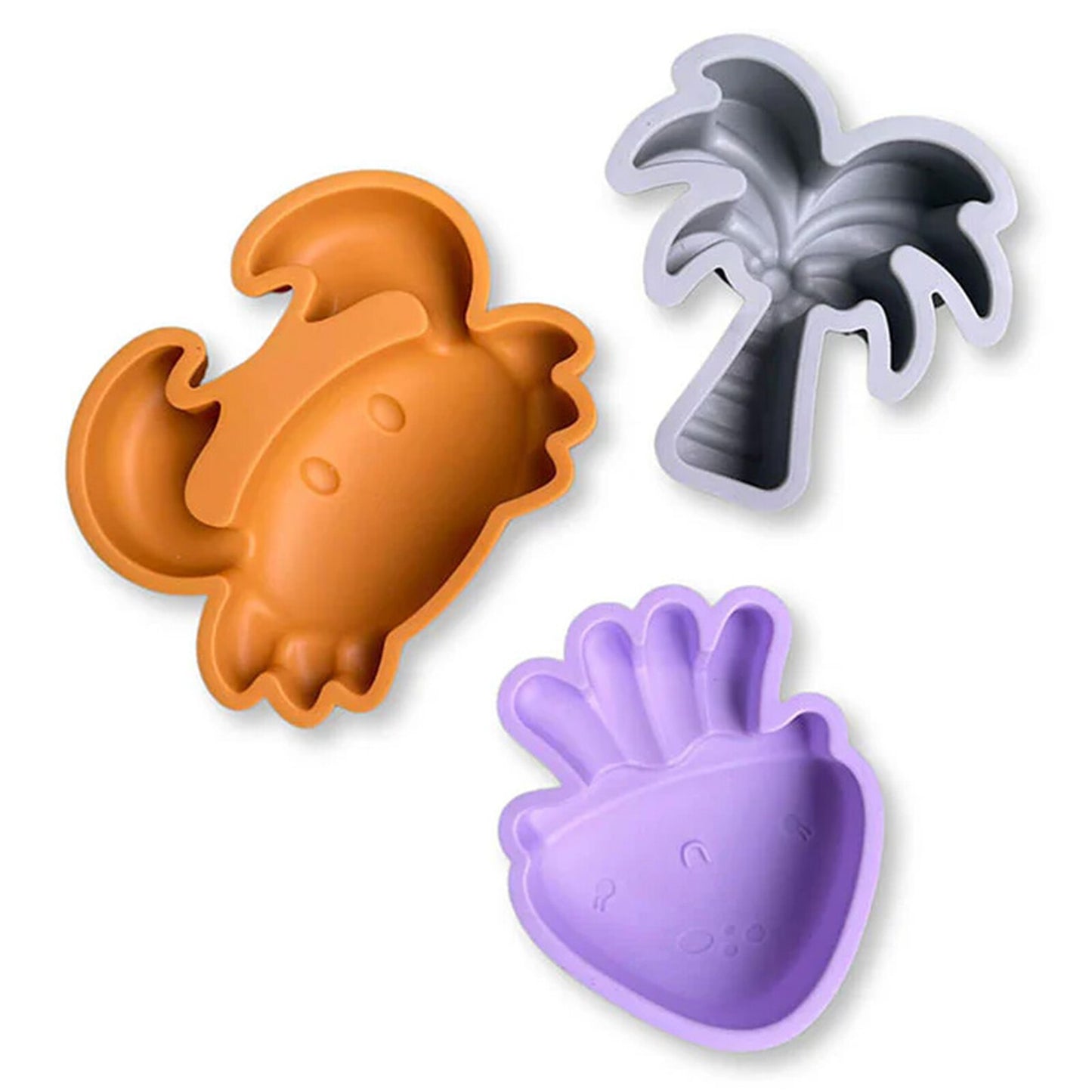 Set de plage Abstract Multicolor Swim Essentials – moules en silicone en forme de crabe, palmier et coquillage pour enfants