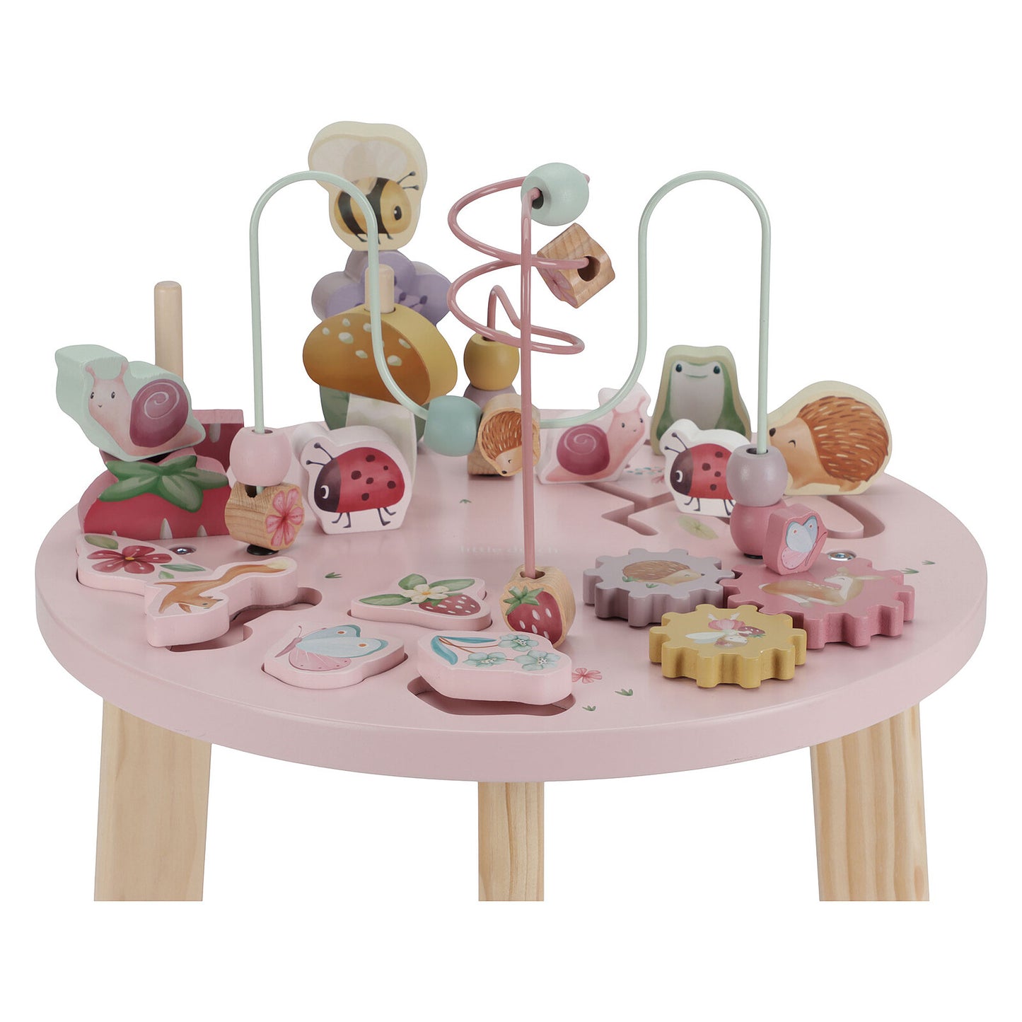 Bébé jouant sur la table d’éveil en bois Little Dutch Fairy Garden