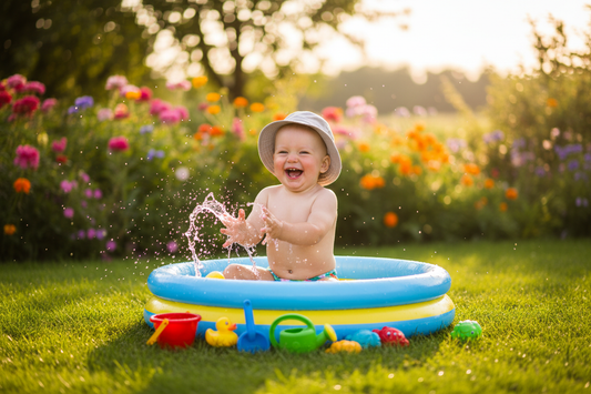 ccessoires jeux d'eau bébé été - piscine gonflable, seau, pelle et jouets aquatiques