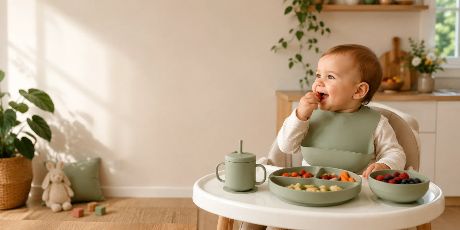  Collection d'accessoires vaisselle pour bébé, bols, assiettes et couverts adaptés aux tout-petits pour des repas faciles et sécurisés