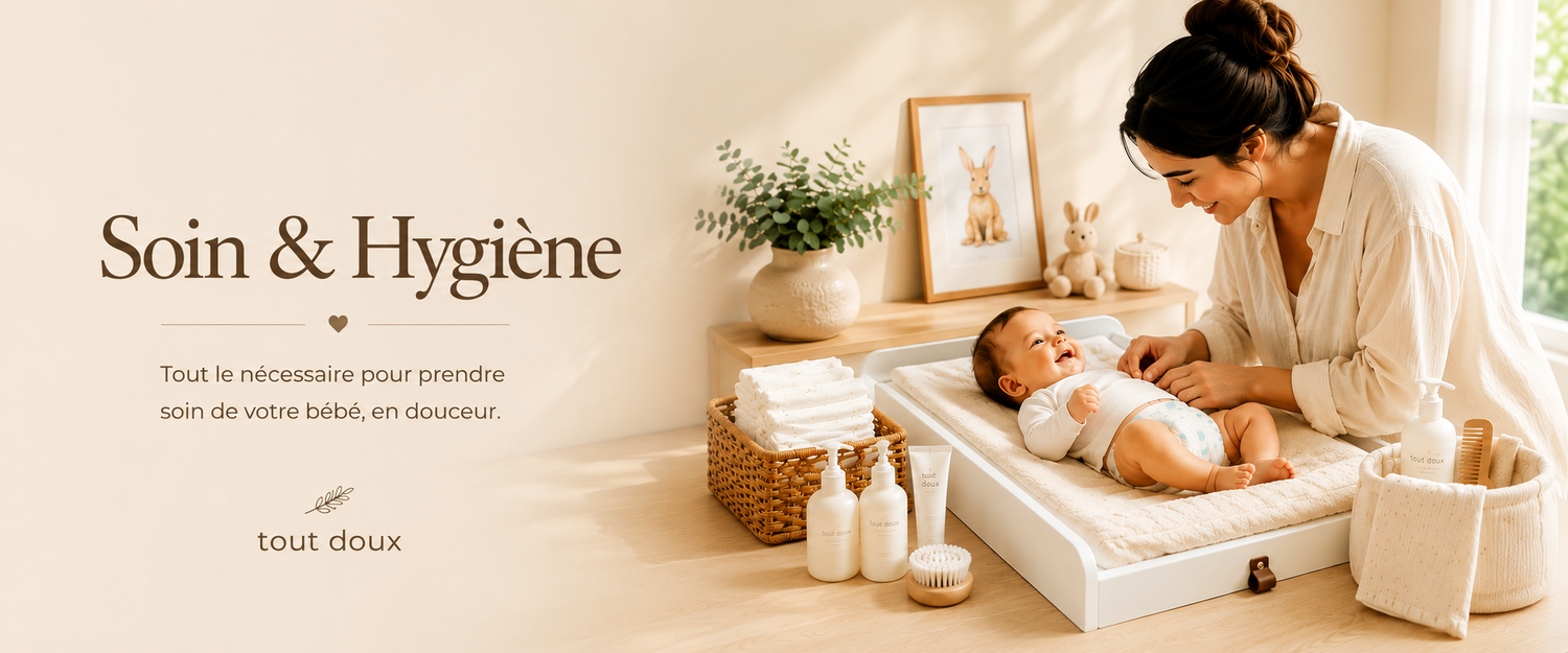 Collection de soins et produits d'hygiène pour bébé, doux et adaptés à la peau sensible de votre enfant pour prendre soin de lui au quotidien