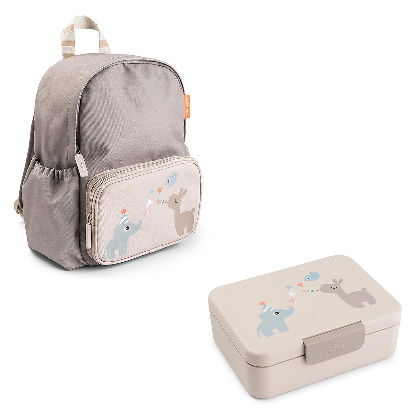Sac à dos enfant et boîte à goûter Done by Deer Celebration Sable
