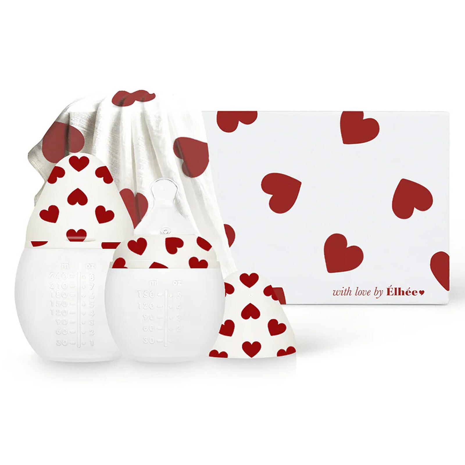 Coffret de 2 biberons BibRond Elhée avec lange Full of Love
