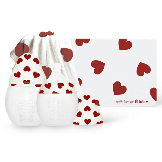 Coffret de 2 biberons BibRond Elhée avec lange Full of Love
