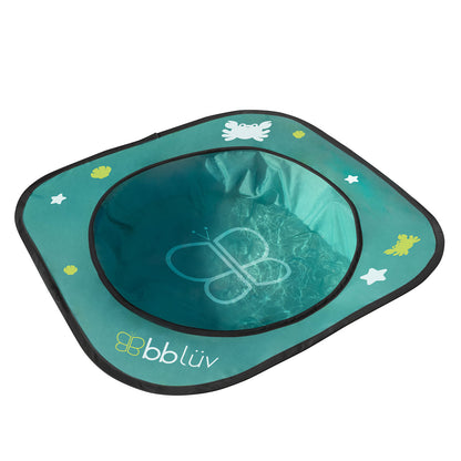 ALT : Piscine de plage bébé Bblüv Arenä – modèle bleu avec pare-soleil anti-UV