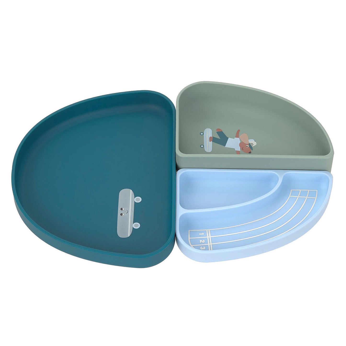 Assiette, bol et assiette à goûter LÄSSIG Tiny Team – Chien
