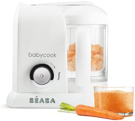 BÉABA, Babycook Solo, Robot Bébé 4 en 1 Mixeur-Cuiseur, Cuisson Vapeur, Diversification alimentaire, Petits pots bébé maison, White/Silver|B07N12NWHD