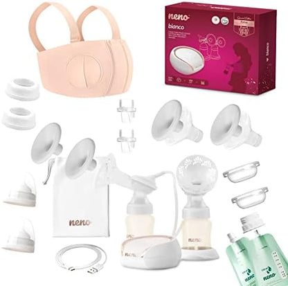Neno Blanc Double tire-lait électrique avec corset Neno LIBERO - Double pompe à lait 3 modes|B0BP2LTHZV
