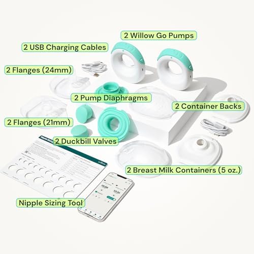 Willow Go Tire-lait mains libres – Tire-lait portable – Portable, électrique, sans fil, et 9 niveaux de puissance d'aspiration de qualité hospitalière – Essentiels post-partum – Double tire-lait|B0B2SK47X6