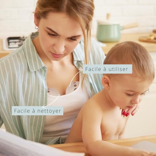 Tire-lait électrique sans fils et connecté, tire-lait mains libres et portable avec 4 modes et 10 niveaux de puissance d'aspiration.|B0CPQ4NGS4