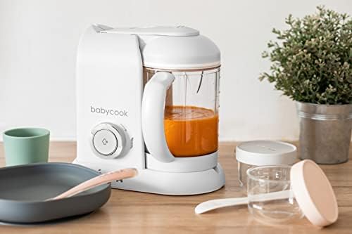 BÉABA, Babycook Solo, Robot Bébé 4 en 1 Mixeur-Cuiseur, Cuisson Vapeur, Diversification alimentaire, Petits pots bébé maison, White/Silver|B07N12NWHD