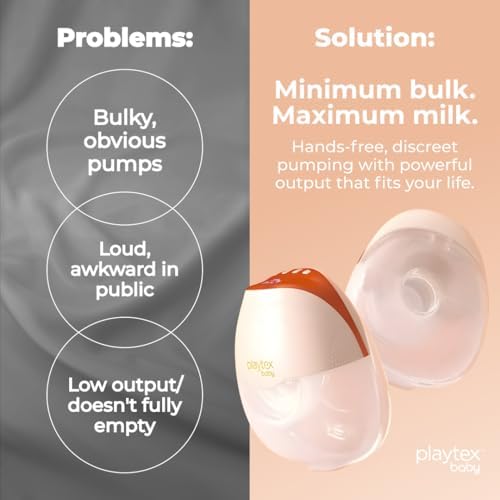 Playtex Baby Tire-lait électrique (modèle portable H15), pompe mains libres dans le soutien-gorge, 3 modes, 12 niveaux, fonctionnement silencieux, capacité de 180 ml|B0GSW3J2HD