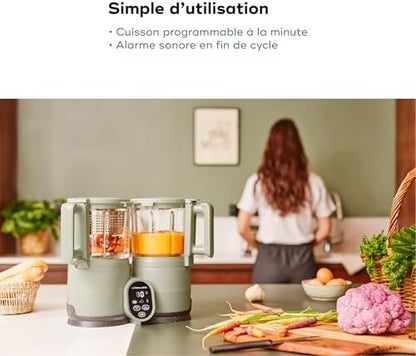Babymoov Robot Cuiseur Bébé Nutribaby Glass - Bols en Verre - 4 en 1 Mixeur Cuiseur Vapeur, Grande Contenance 1,9L, Cuisson Saine des Aliments, Vert Celadon|B0DPT2532Y