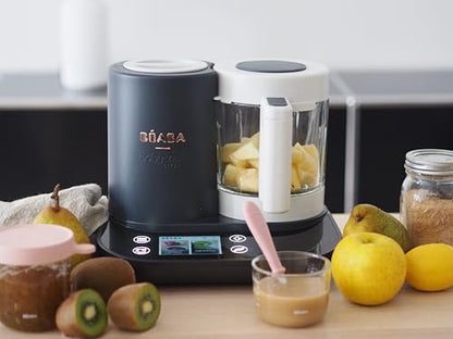 BÉABA - Babycook Smart - Robot Cuiseur Mixeur Bébé Connecté - Balance Intégrée - Bol en Verre - Panier Inox - Large Capacité 2.25L- Cuisson Vapeur Douce- Ecran Tactile/Application dédiée - Anthracite|B09TKS4SJJ