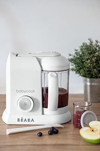 BÉABA, Babycook Solo, Robot Bébé 4 en 1 Mixeur-Cuiseur, Cuisson Vapeur, Diversification alimentaire, Petits pots bébé maison, White/Silver|B07N12NWHD