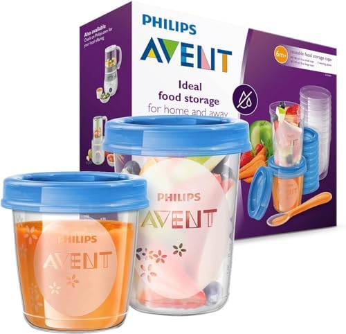 Philips SCF883/01 Robot Cuiseur-Mixeur 4-en-1 pour Bébé + Livret de Recettes + Bol de Rangement 120 ml & Avent - SCF721/20 - Pots de conservation 180 ml et 240 ml avec Couvercles associés|B0859QYK9C