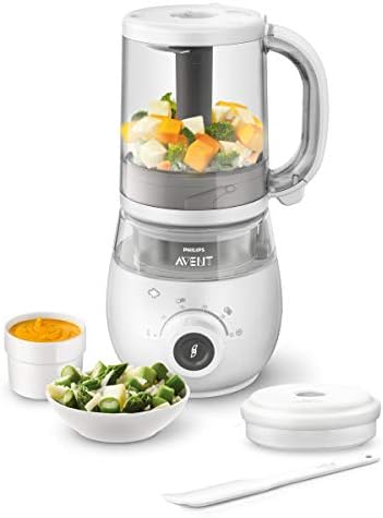 Philips SCF883/01 Robot Cuiseur-Mixeur 4-en-1 pour Bébé + Livret de Recettes + Bol de Rangement 120 ml & Avent - SCF721/20 - Pots de conservation 180 ml et 240 ml avec Couvercles associés|B0859QYK9C