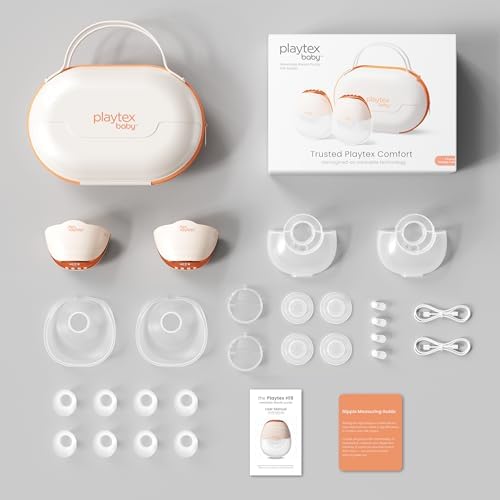 Playtex Baby Tire-lait électrique (modèle portable H15), pompe mains libres dans le soutien-gorge, 3 modes, 12 niveaux, fonctionnement silencieux, capacité de 180 ml|B0GSW3J2HD