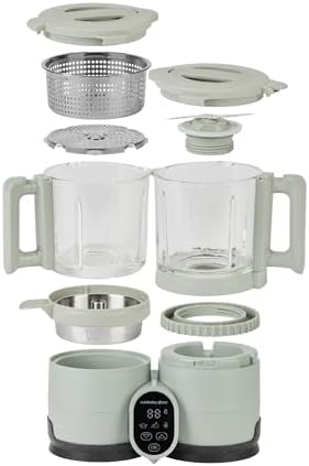 Babymoov Robot Cuiseur Bébé Nutribaby Glass - Bols en Verre - 4 en 1 Mixeur Cuiseur Vapeur, Grande Contenance 1,9L, Cuisson Saine des Aliments, Vert Celadon|B0DPT2532Y