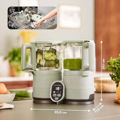 Babymoov Robot Cuiseur Bébé Nutribaby Glass - Bols en Verre - 4 en 1 Mixeur Cuiseur Vapeur, Grande Contenance 1,9L, Cuisson Saine des Aliments, Vert Celadon|B0DPT2532Y
