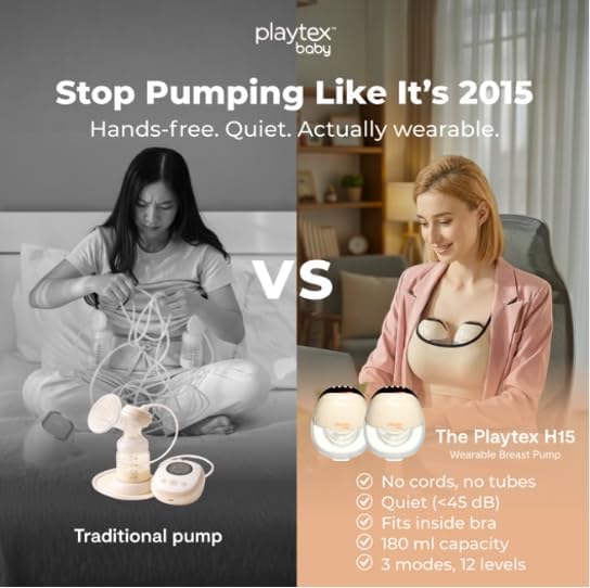 Playtex Baby Tire-lait électrique (modèle portable H15), pompe mains libres dans le soutien-gorge, 3 modes, 12 niveaux, fonctionnement silencieux, capacité de 180 ml|B0GSW3J2HD