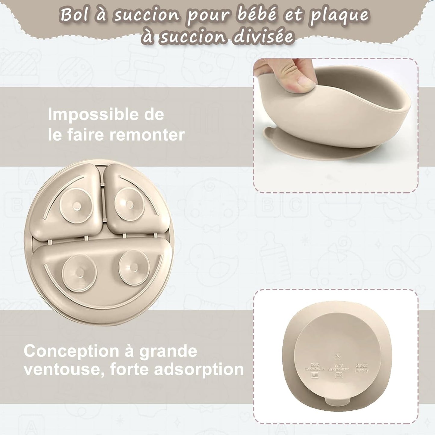 Set repas bébé en silicone (12 pièces)