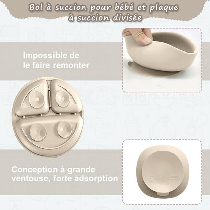 Set repas bébé en silicone (12 pièces)