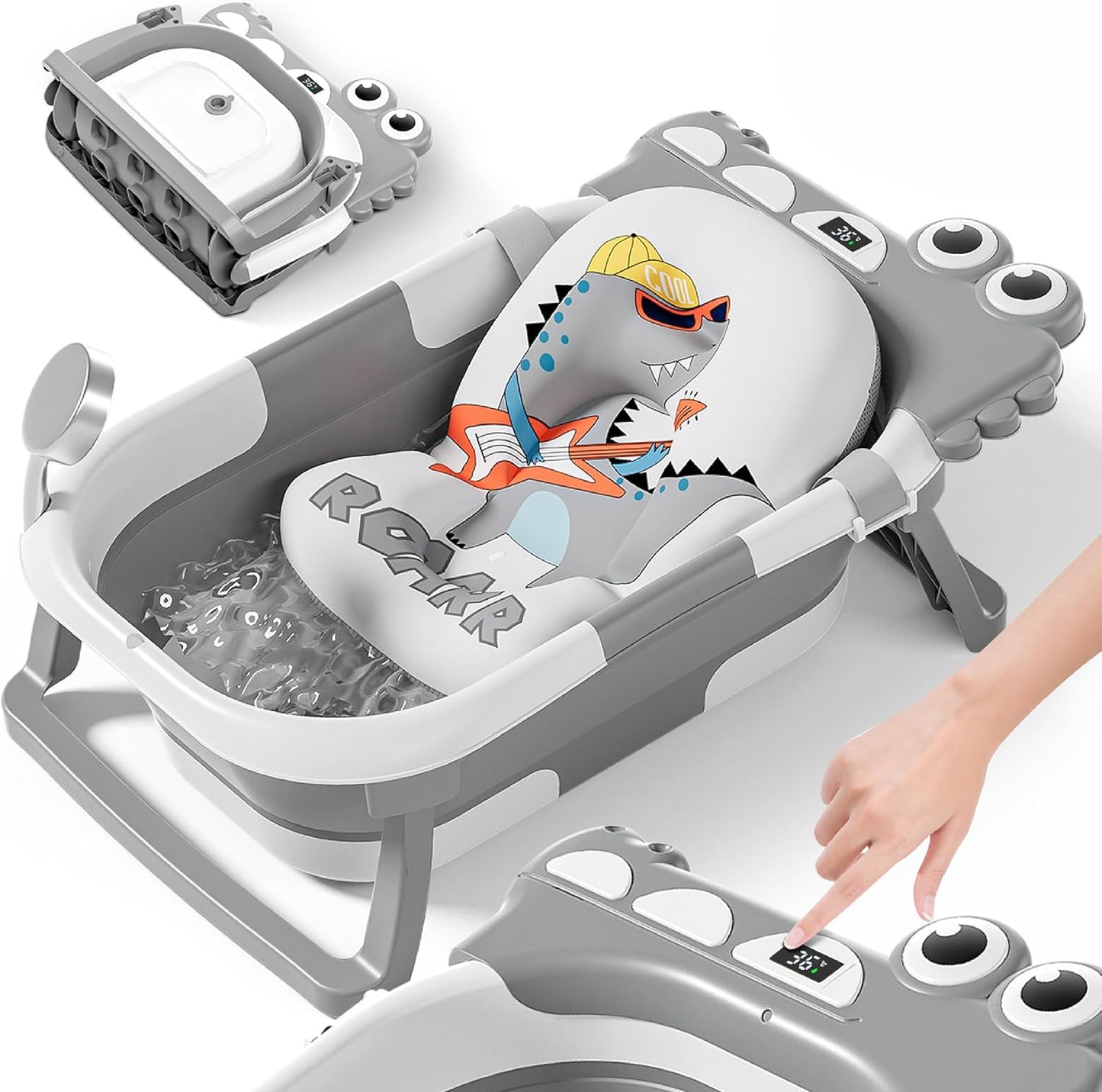 baignoire bébé pliable avec coussin & thermomètre