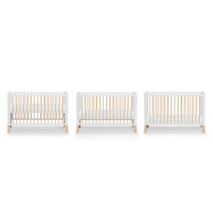 Lit Bébé Evolutif NICO Blanc et Bois - 60 x 120 cm Kinderkraft