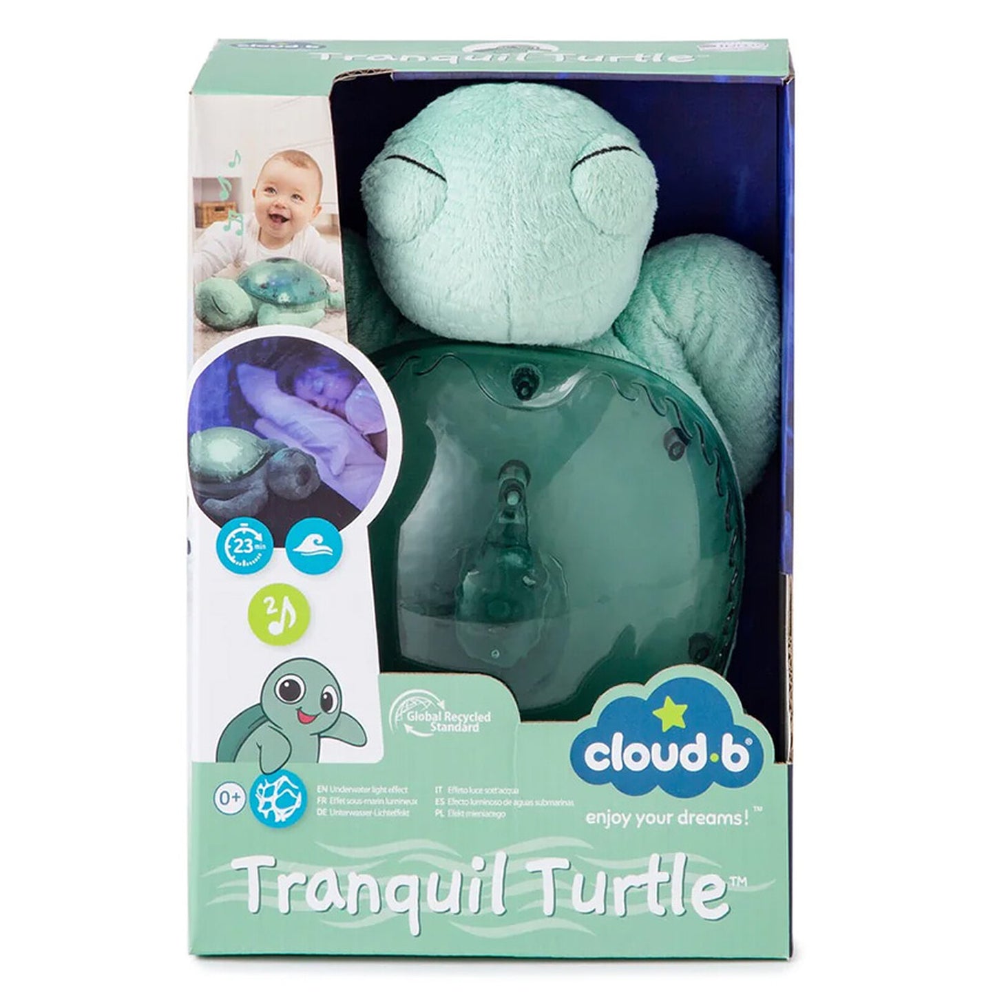 Peluche Veilleuse Tranquil Turtle Green – Cloud b | Veilleuse tortue rechargeable enfant