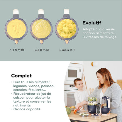 ALT : Robot bébé Babymoov Nutribaby(+) XL – préparation évolutive des repas de 4 à 8 mois et plus, mixage 3 vitesses et cuisson vapeur