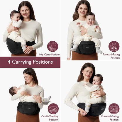 Porte-bébé Hip Seat Medium – Noir | Momcozy – Ergonomique & confortable