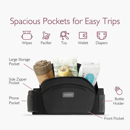 Porte-bébé Hip Seat Medium – Noir | Momcozy – Ergonomique & confortable