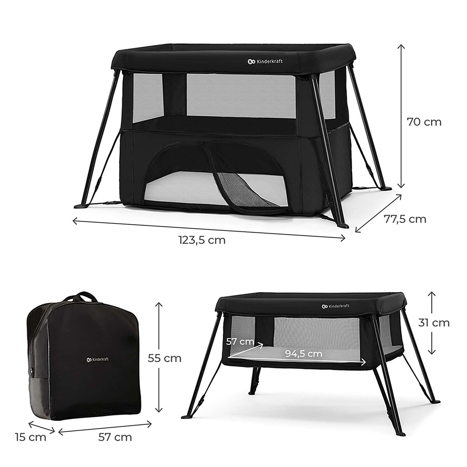 Lit Bébé CAMI - Noir Kinderkraft