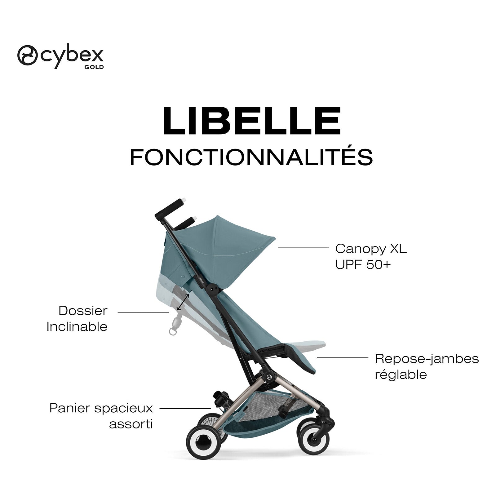 Achat Poussette Ultra-compacte Libelle 2026 Châssis Taupe - Stormy Blue