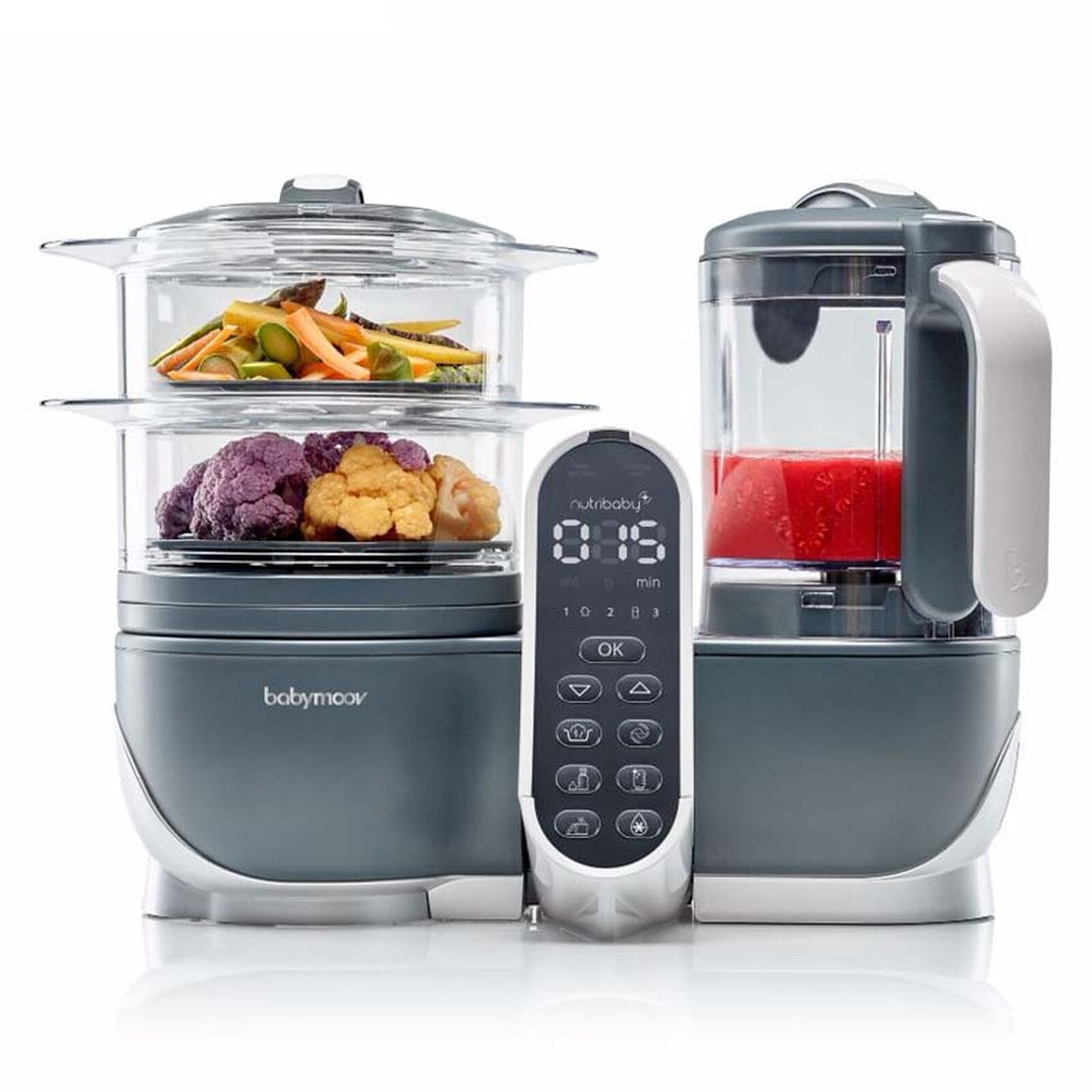 ALT : Robot multifonction Babymoov Nutribaby(+) Industrial Grey – cuisson vapeur et mixage