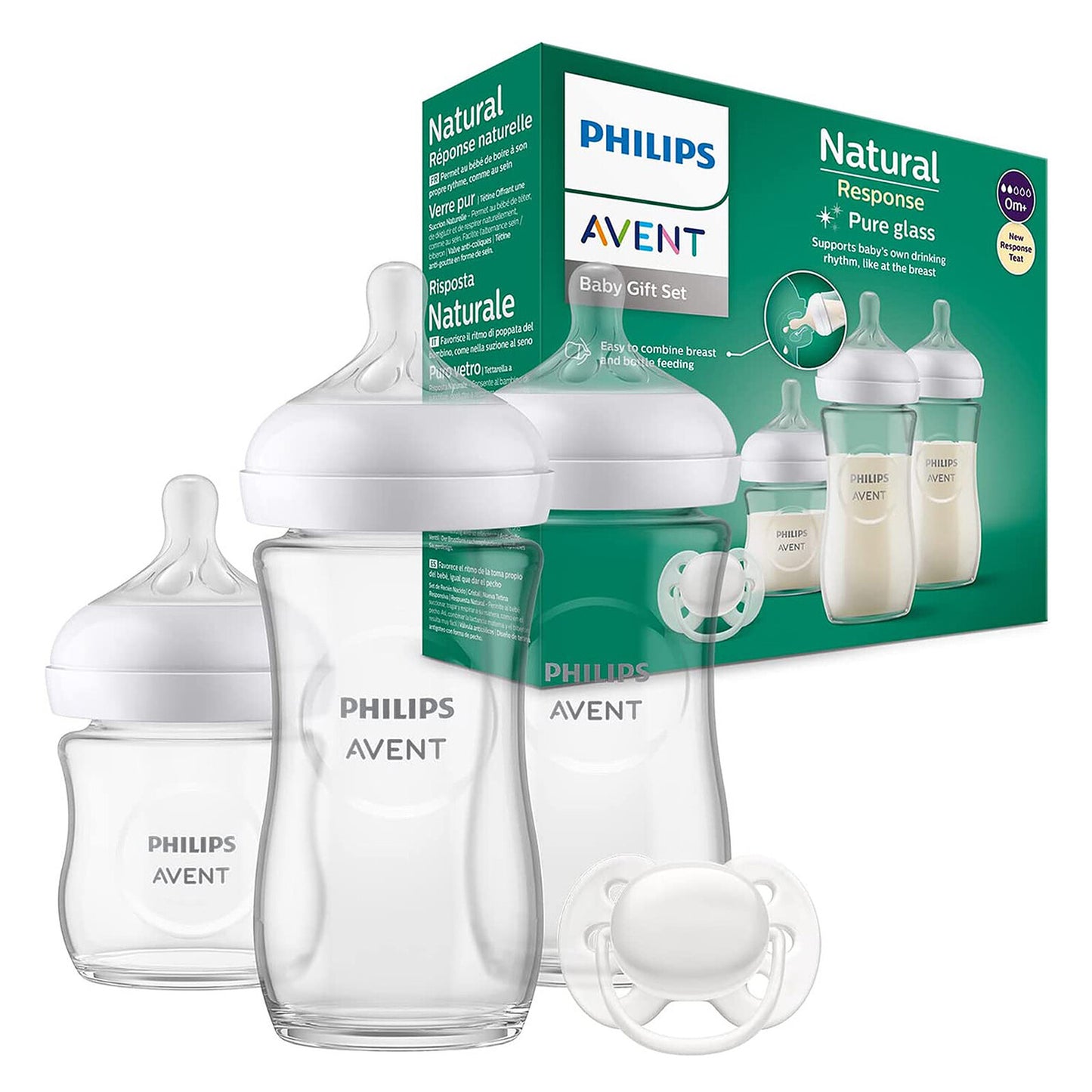 Bébé utilisant les biberons en verre Philips Avent Natural Response
