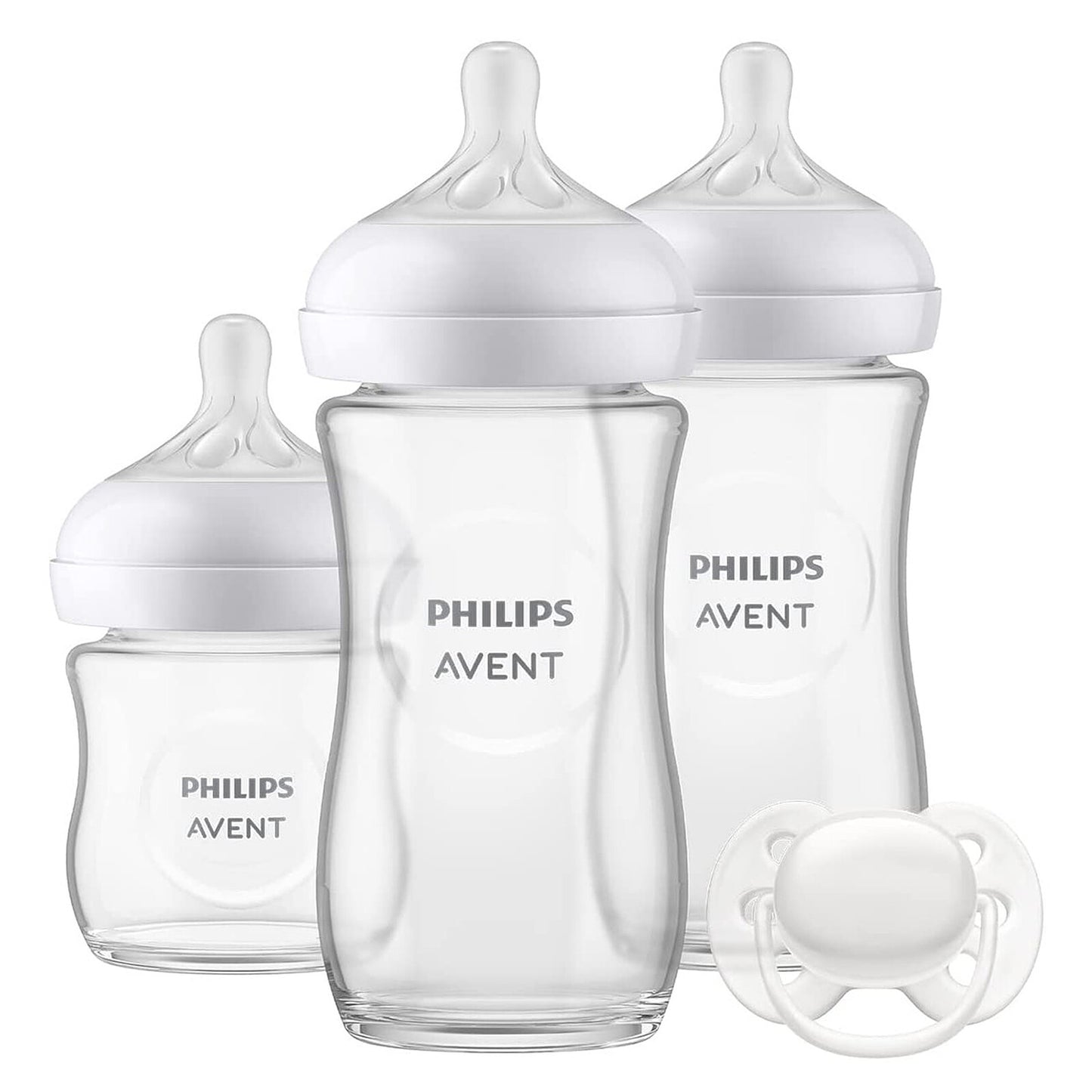 Coffret biberons en verre Philips Avent Natural Response – 120 & 240 ml avec sucette
