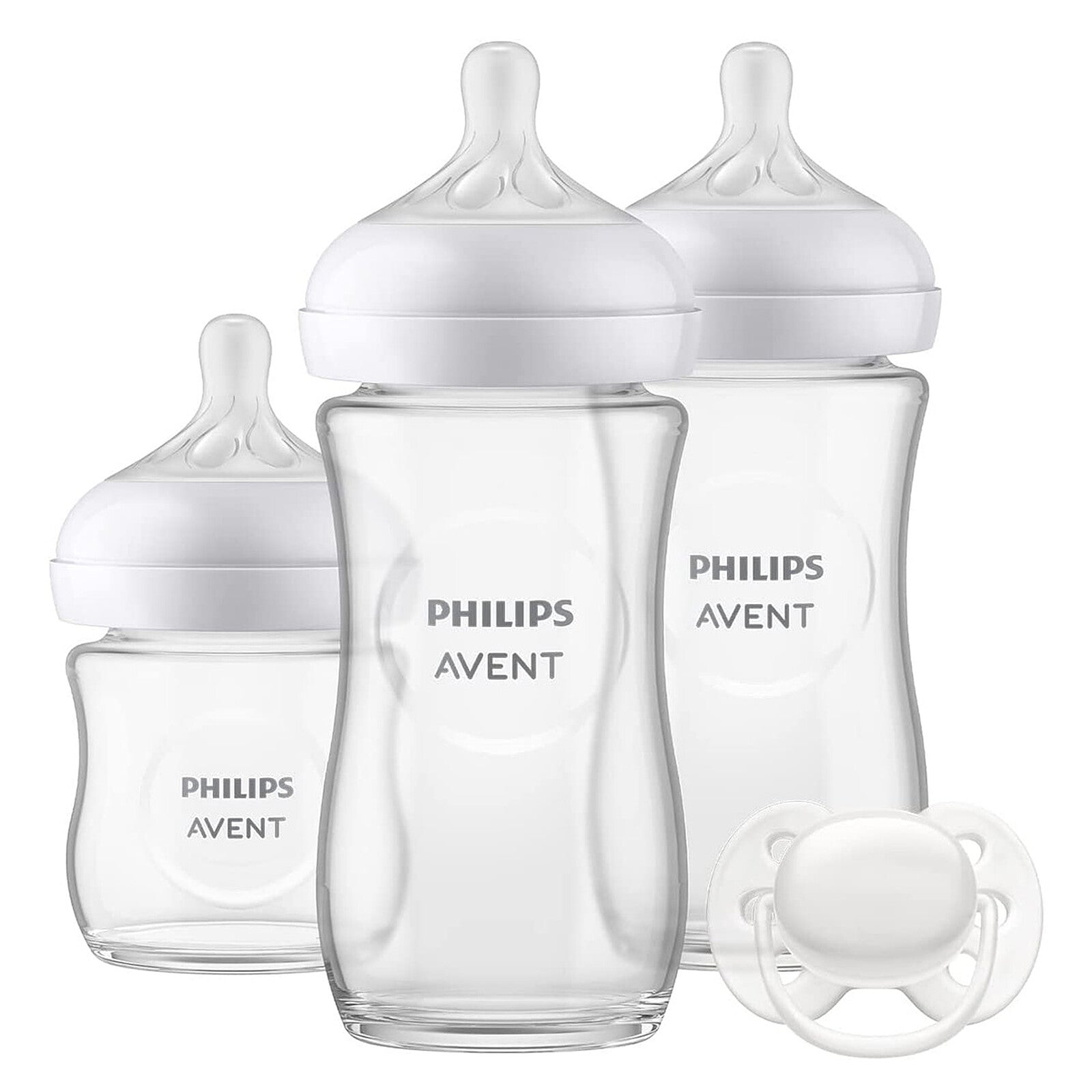 Coffret biberons en verre Philips Avent Natural Response – 120 & 240 ml avec sucette
