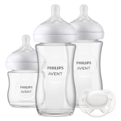 Coffret biberons en verre Philips Avent Natural Response – 120 & 240 ml avec sucette
