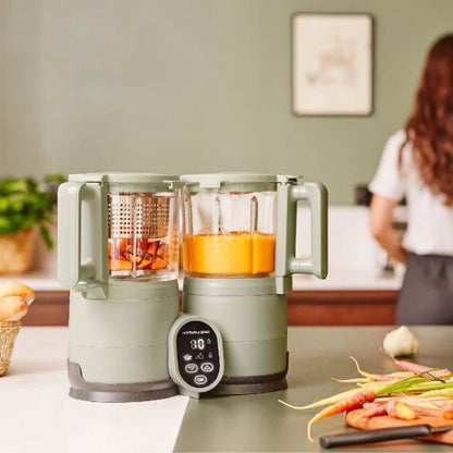 Cuisson vapeur et mixage avec le robot cuiseur bébé Babymoov Nutribaby Glass
